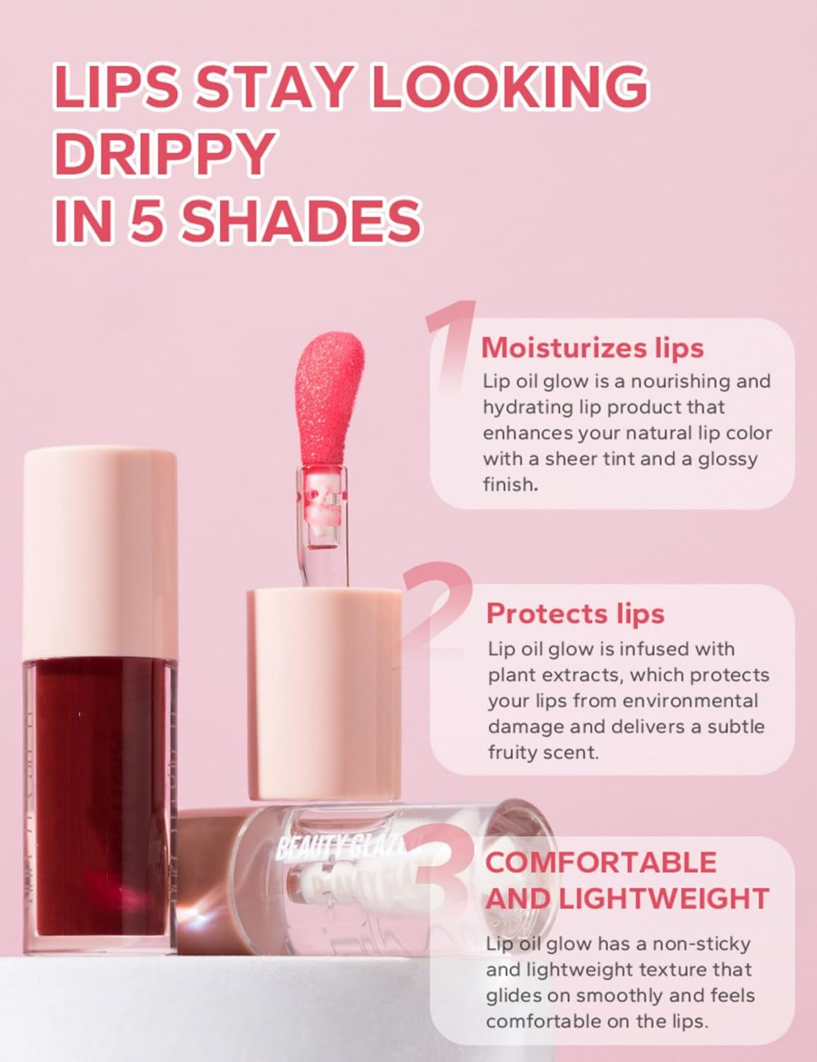 Nourishing Sugar Glossy Lipgloss 5 Colors Non-Sticky Shine