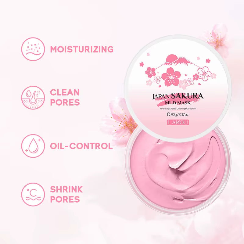 Natural Sakura Volcanic Mud Mask for Face Deep Cleaning