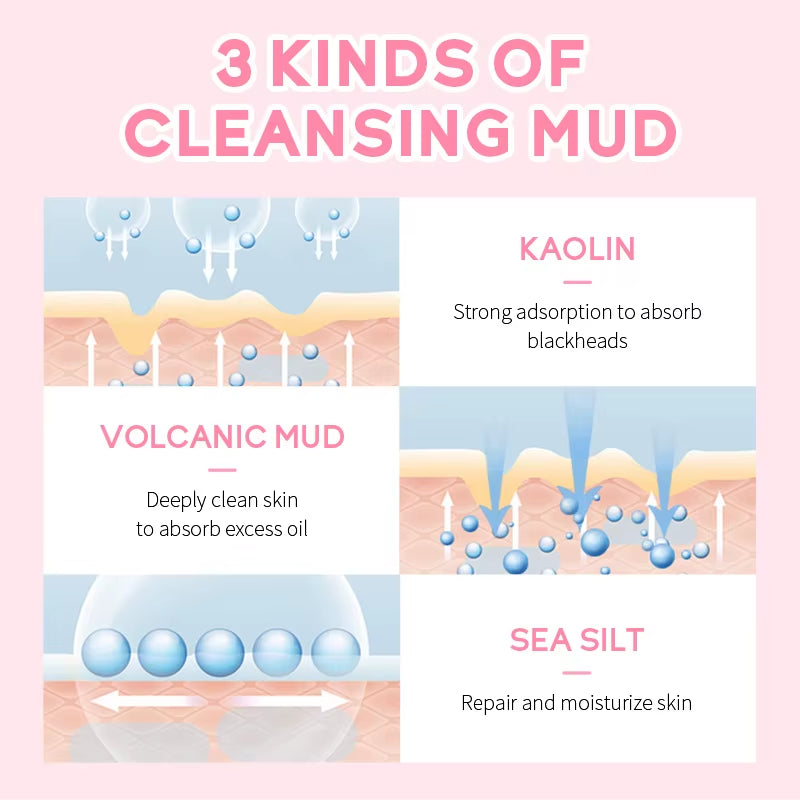 Natural Sakura Volcanic Mud Mask for Face Deep Cleaning